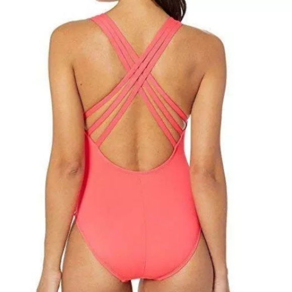 LA BLANCA new Coral Reef Island Goddess Cross-back Swimsuit size 10 - Picture 2 of 7